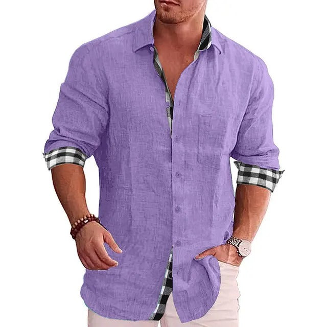James™ grijs comfortabele turn collar heren korte mouw overhemd