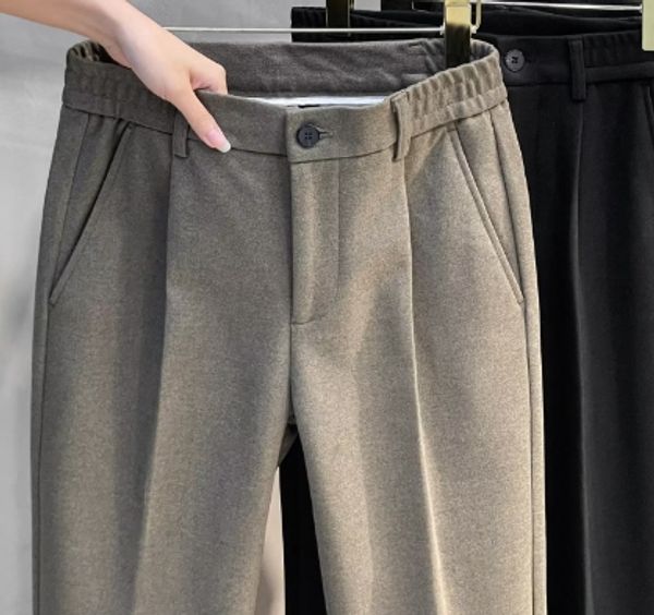 James™ elastische taille warme wollen slanke herenpantalon