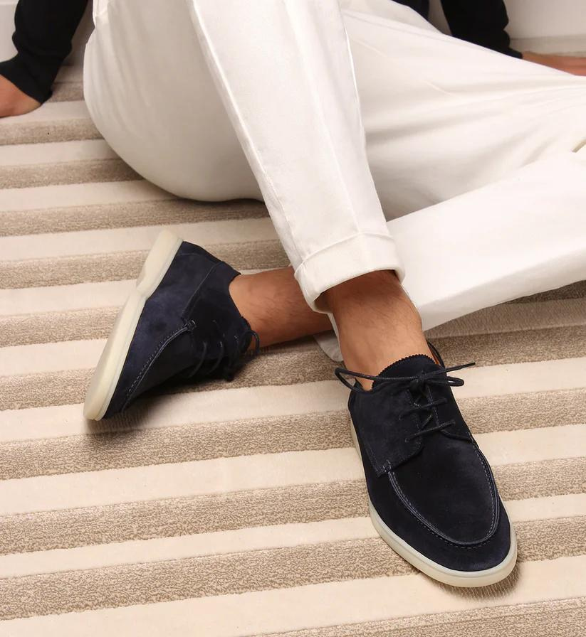 MenLace Heren Suede Veterschoenen Loafers met Gevoerde Binnenzool en POLUNO