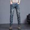 James™ 2023 Nieuwe Herfst Winter Heren Jeans Vintage Blauw Effen Kleur Elastische Klassieke Jeans Slim Fashion Denim Broek