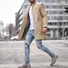 Oliver® Heren lange jas| wollen buttun effen kleur