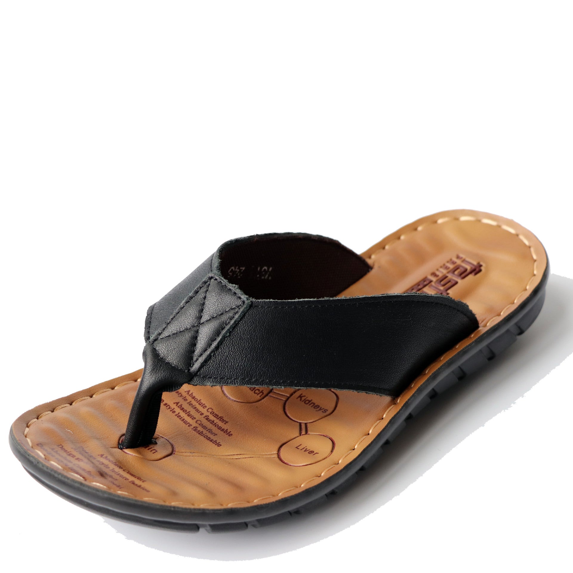 Hudson™ zwart leer antislip comfortabele heren slippers