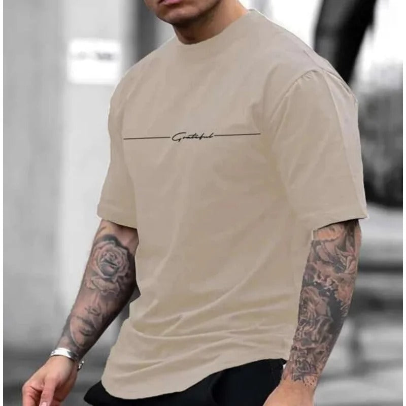 James™ eenvoudige grijze winddichte heren t-shirts