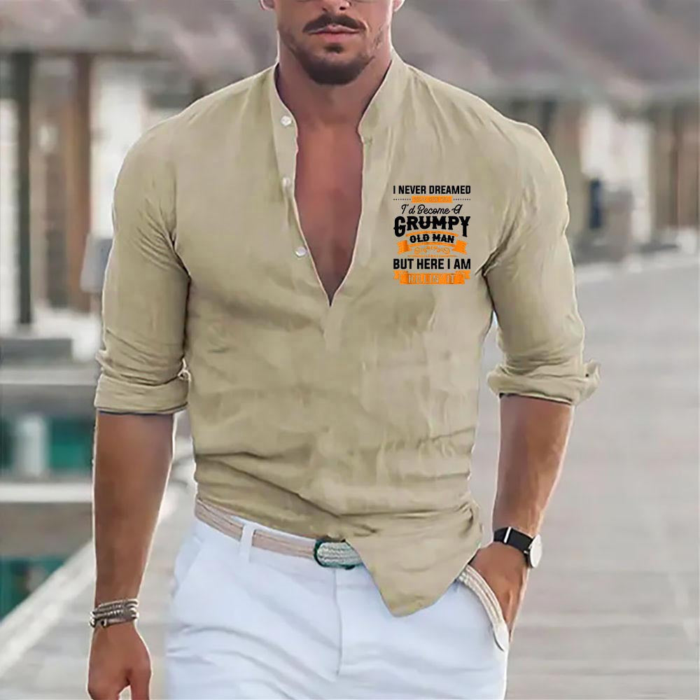 James™ Linnen Overhemd Heren V-hals T-shirt Blouse