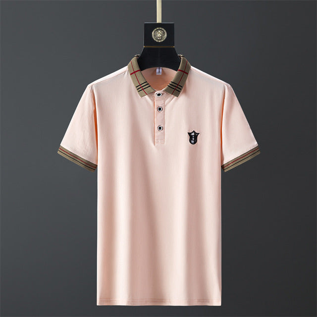 James Beige Mannen Polo met Print en V-Hals