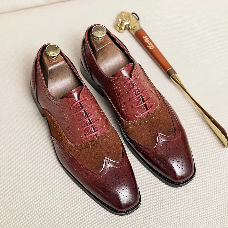 Kendrix - Nette Heren Schoenen van Leer met Wingtip en Brogue Details