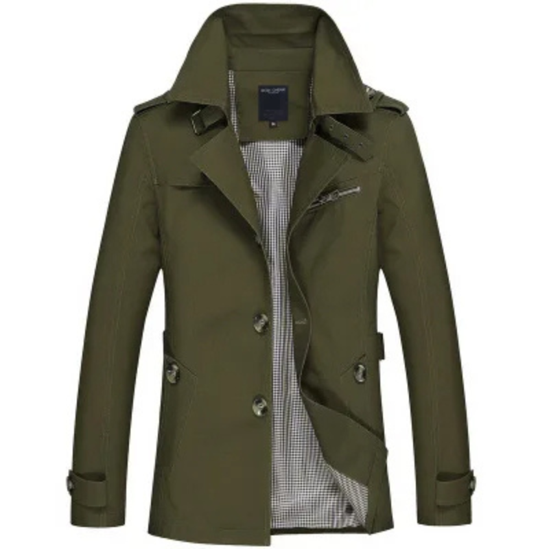 Rensare - Dubbel Geknoopte Heren Mantel - Stijlvolle Trenchcoat met Tailleband