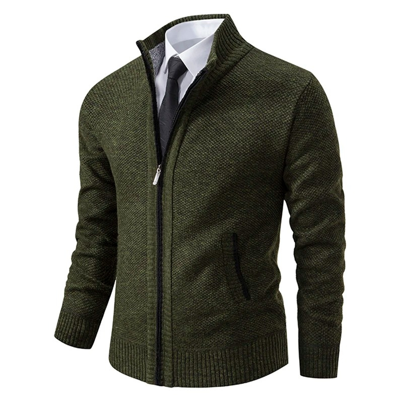 Montred - Heren Vest met Rits - Slim Fit Geribde Gebreide Cardigan