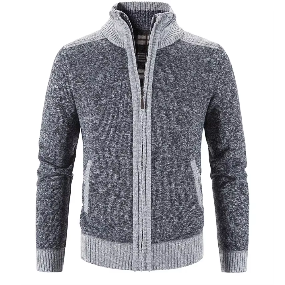 Targlen - Heren Vest met Rits - Warm Gebreide Cardigan met Fleece Voering