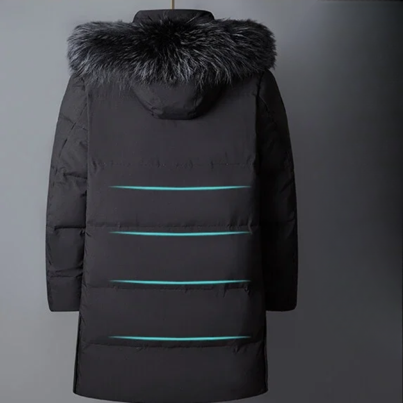 Flandro - Lange Winterjas Heren Parka Met Afneembare Capuchon en Bontkraag