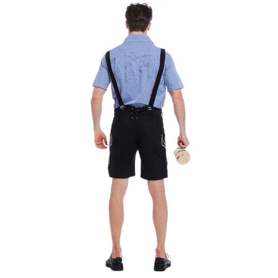 GerLedr - Traditionele Heren Lederhosen met Shirt en Bretels - Feestoutfit