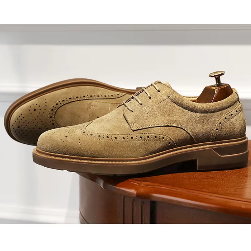 Kerrion - Nette Heren Schoenen van Suède met Wingtip Design