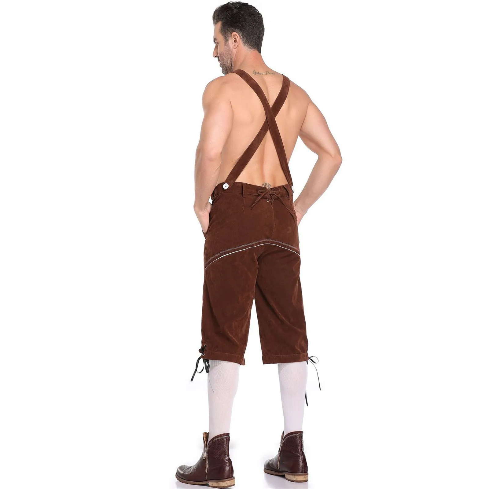 HoutHer - Luxe Lederhosen voor Heren met Kniebroek en Decoratieve Details