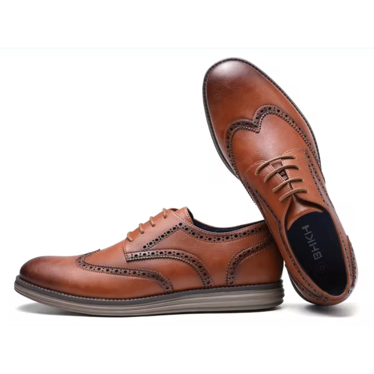 Brexton - Nette Heren Schoenen van Leer met Wingtip en Comfortabele Zool