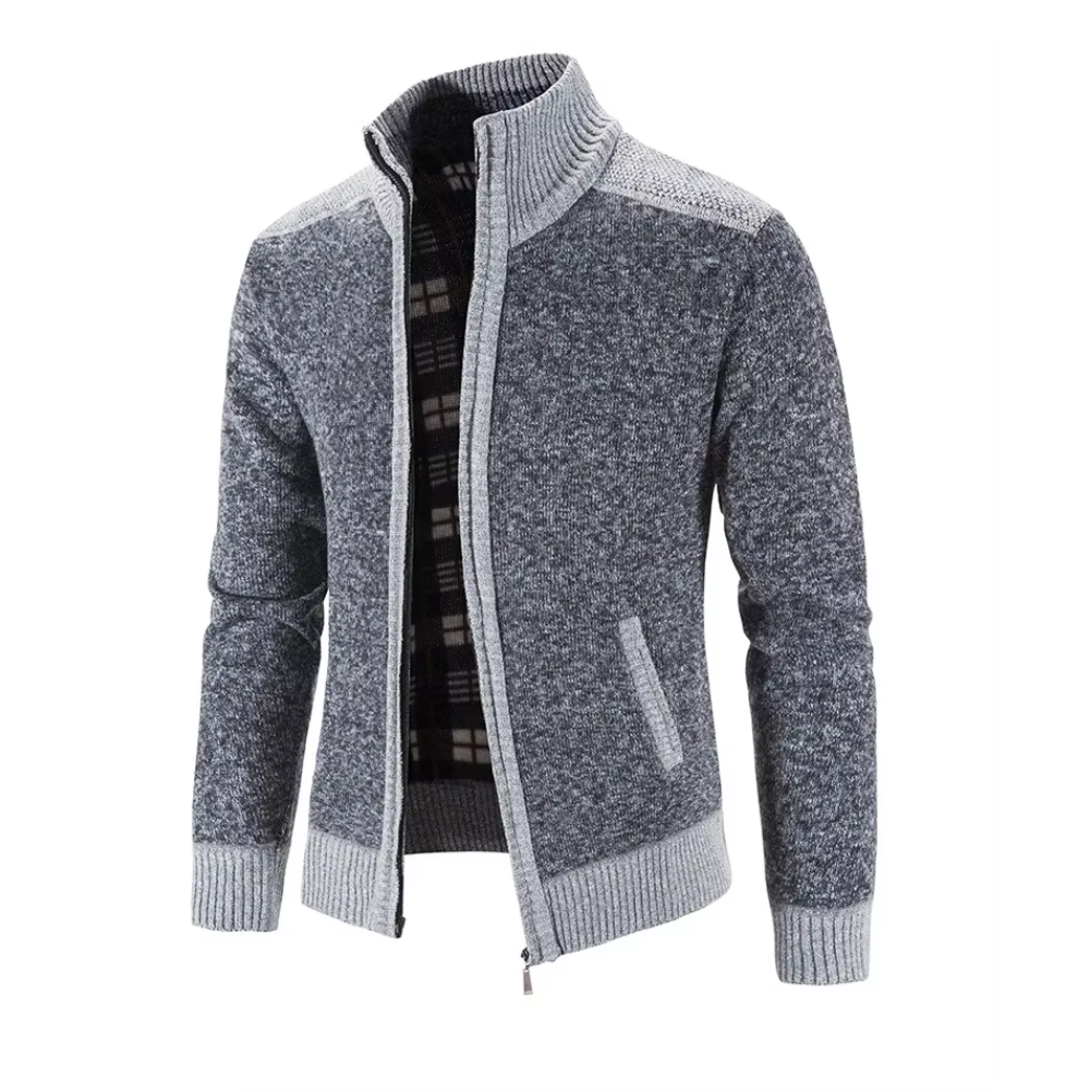 Targlen - Heren Vest met Rits - Warm Gebreide Cardigan met Fleece Voering