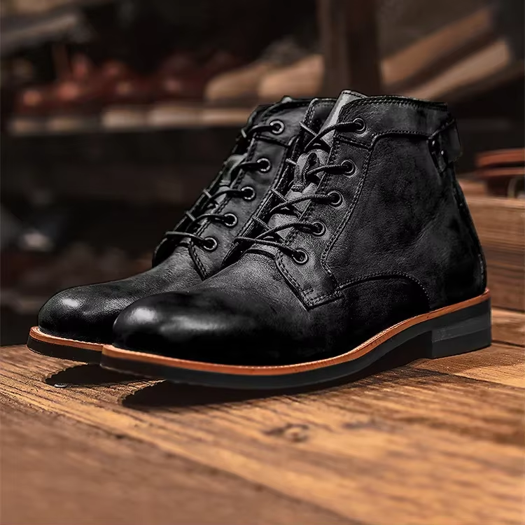 Tralven - Herenschoenen Boots - Leren Enkellaarzen, Vintage Veterschoenen met Duurzame Zool