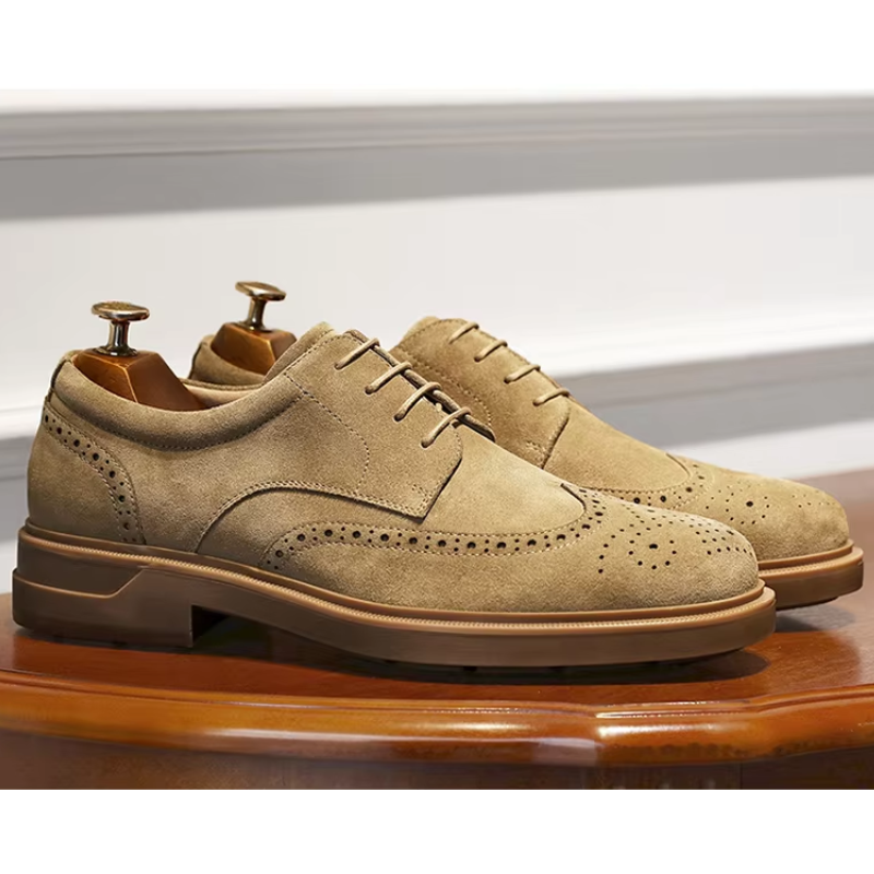 Kerrion - Nette Heren Schoenen van Suède met Wingtip Design