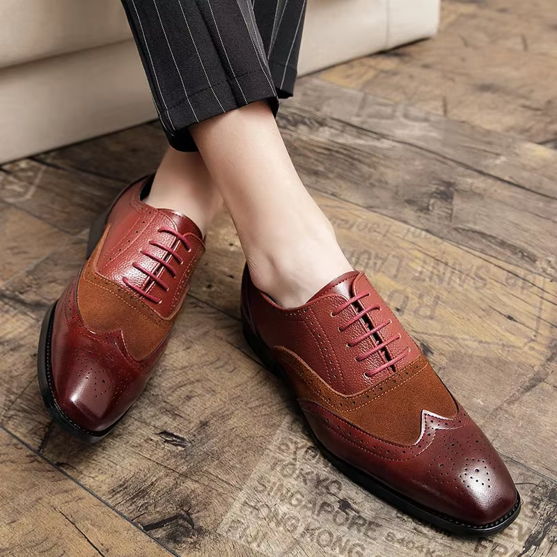 Kendrix - Nette Heren Schoenen van Leer met Wingtip en Brogue Details