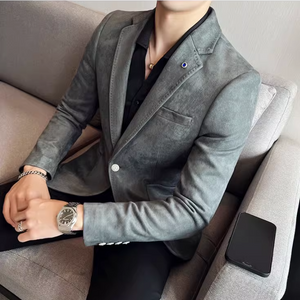 Melvian - Heren Colbert - Slim Fit Suède Blazer Met Één Knoop