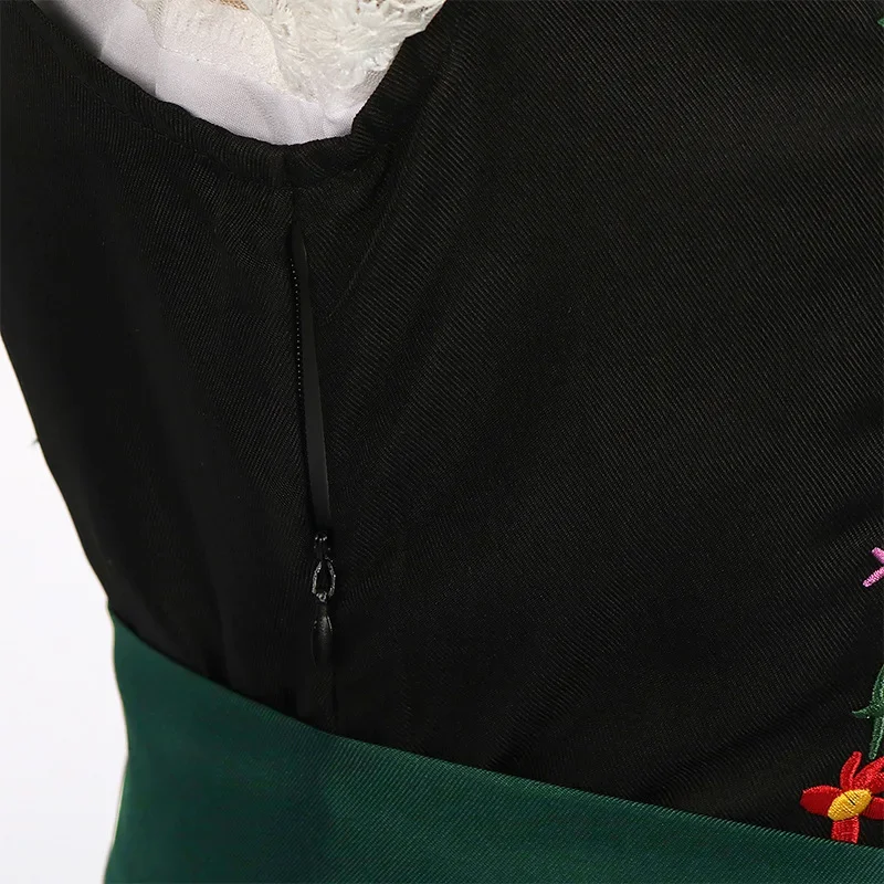 Mindlen - Dirndl Dames Jurk met Kanten Mouwen en Bloemenborduursels