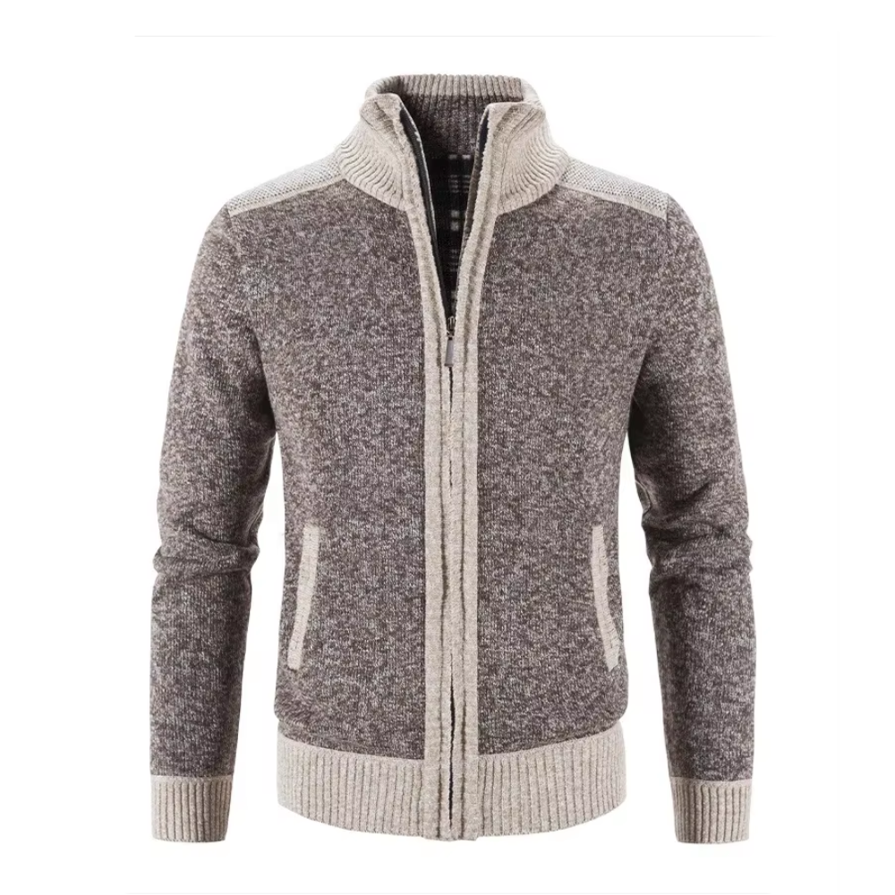 Targlen - Heren Vest met Rits - Warm Gebreide Cardigan met Fleece Voering