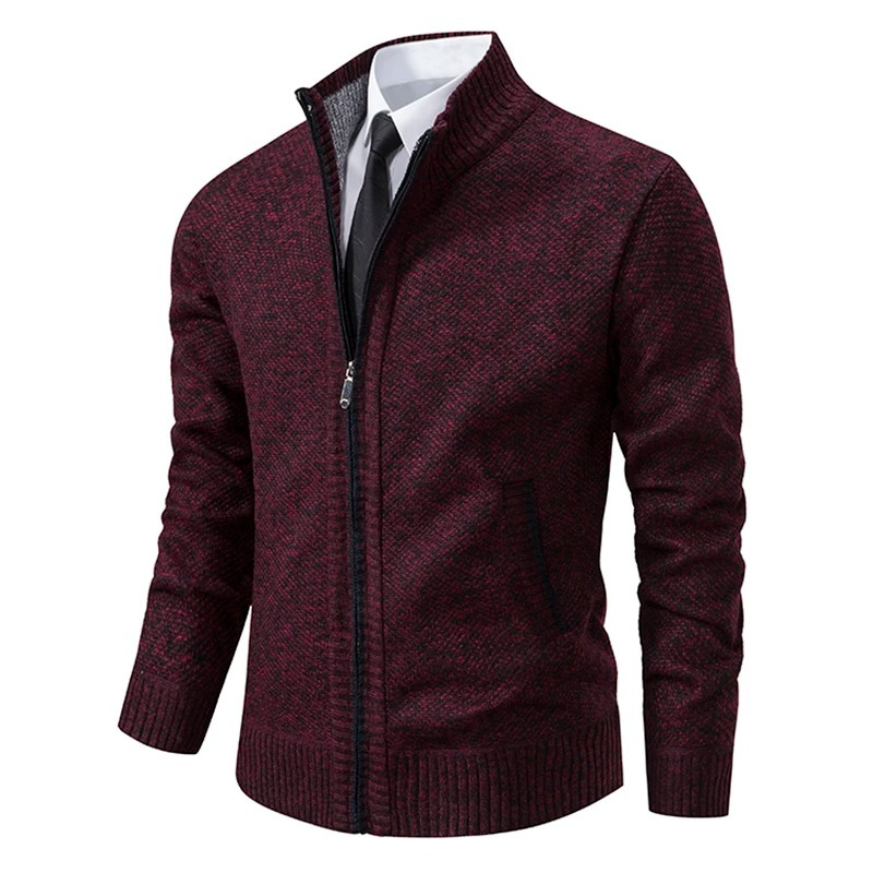 Montred - Heren Vest met Rits - Slim Fit Geribde Gebreide Cardigan