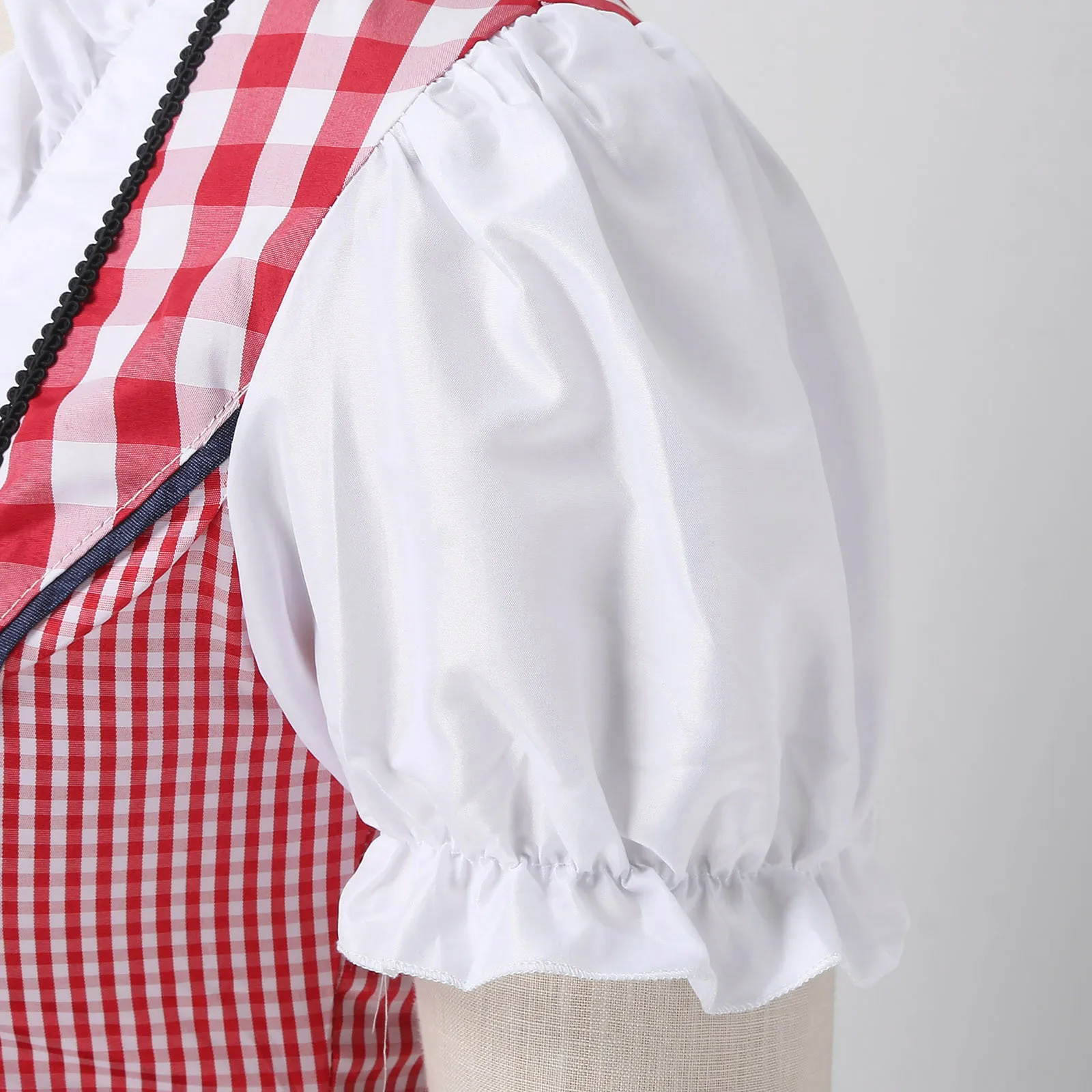 Vordira - Dirndl Dames Jurk met Geruit Design en Klassieke Vetersluiting