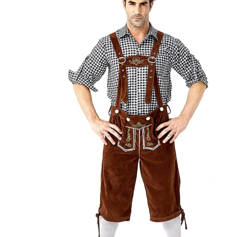 VeldenJ - Traditioneel Heren Lederhosen Overhemd - Ideaal voor Feestjes