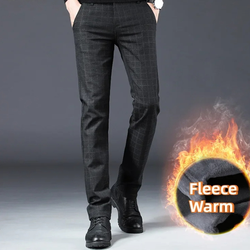 Manshor - Heren Pantalon Winter Warm met Fleecevoering en Rechte Pijpen