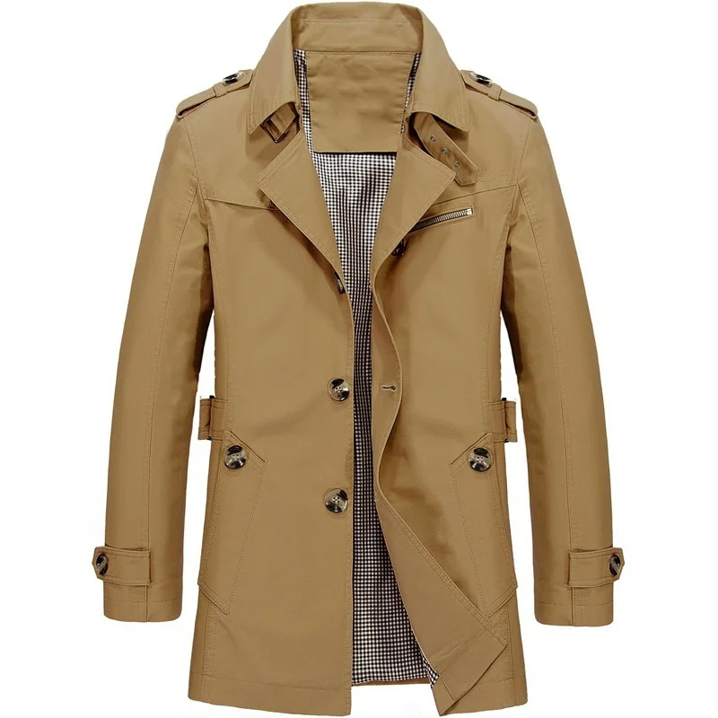 Rensare - Dubbel Geknoopte Heren Mantel - Stijlvolle Trenchcoat met Tailleband