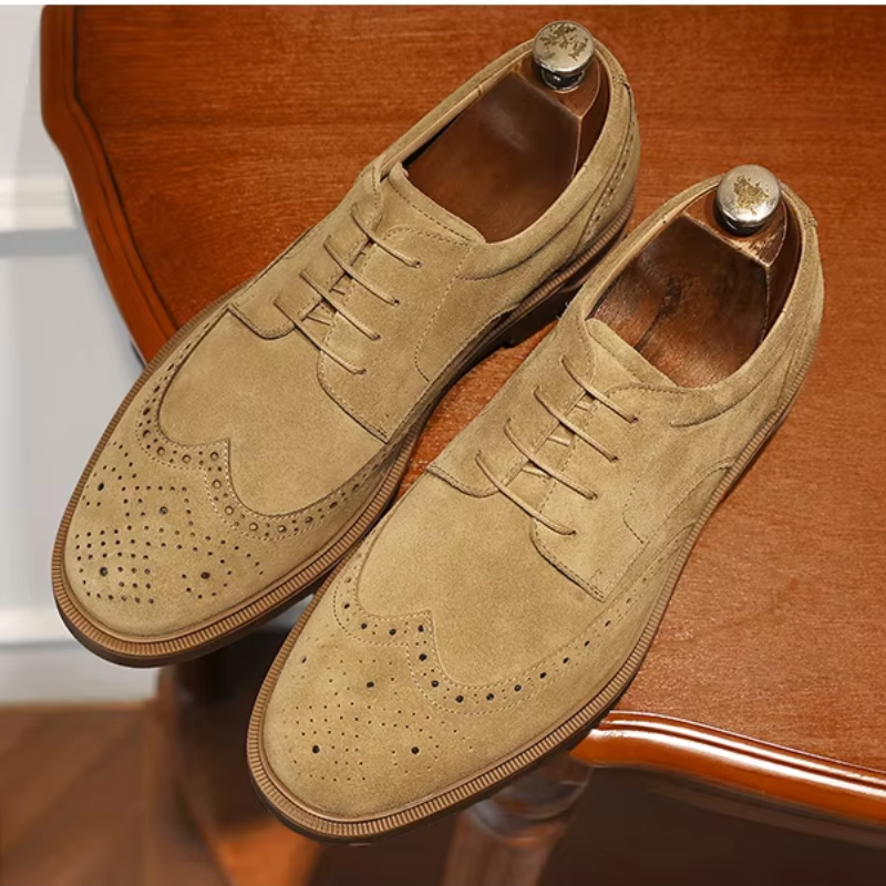 Kerrion - Nette Heren Schoenen van Suède met Wingtip Design