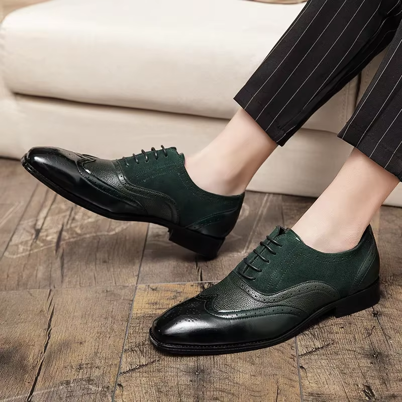 Kendrix - Nette Heren Schoenen van Leer met Wingtip en Brogue Details