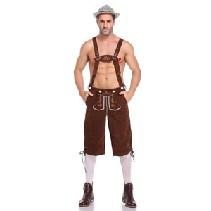 DenLux - Lederhosen voor Heren met Bretels en Borduursels - Feestkleding