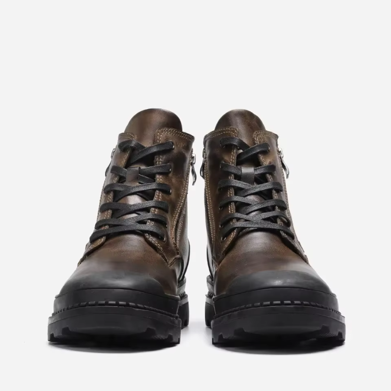 Haltrex - Herenschoenen Boots - Leren Combat Boots met Rits, Stevige Veterschoenen