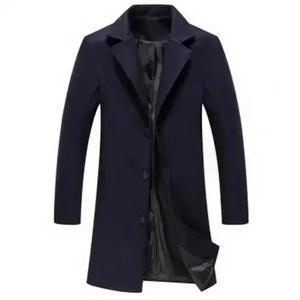 Manneri - Slim Fit Heren Mantel - Winter Wol Jas met Klassieke Revers