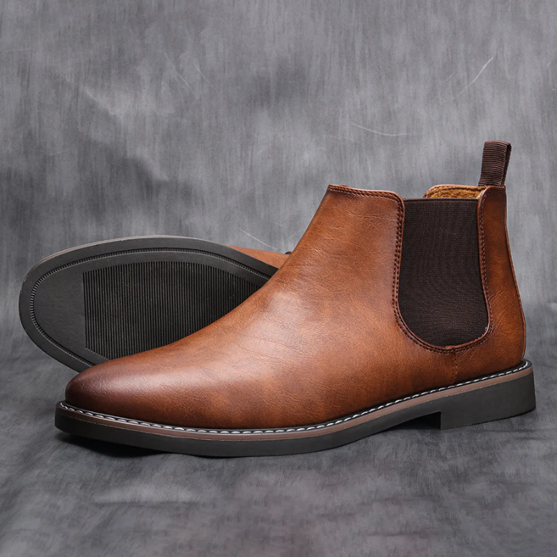 Formark - Klassieke Chelsea Boots Heren van Leer met Elastische Zijkanten