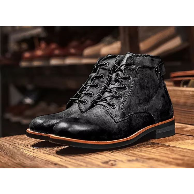 Tralven - Herenschoenen Boots - Leren Enkellaarzen, Vintage Veterschoenen met Duurzame Zool