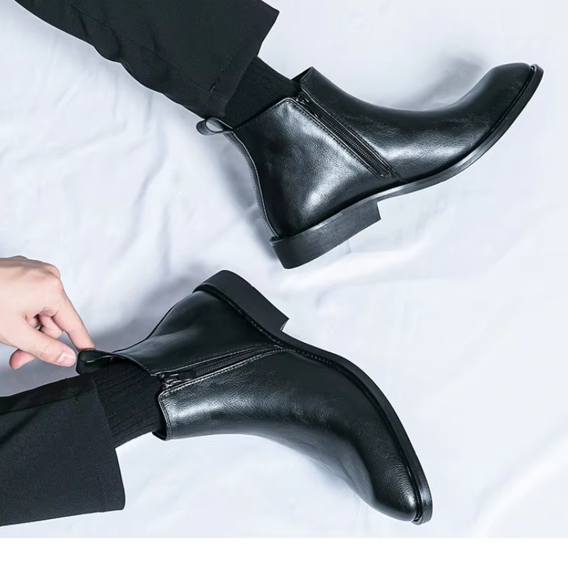 Rustrog - Herenschoenen Boots - Leren Chelsea Boots met Rits, Elegant & Formeel