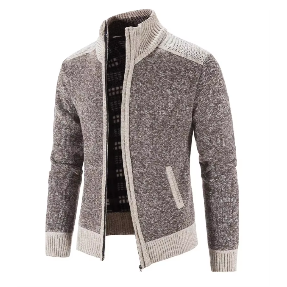 Targlen - Heren Vest met Rits - Warm Gebreide Cardigan met Fleece Voering