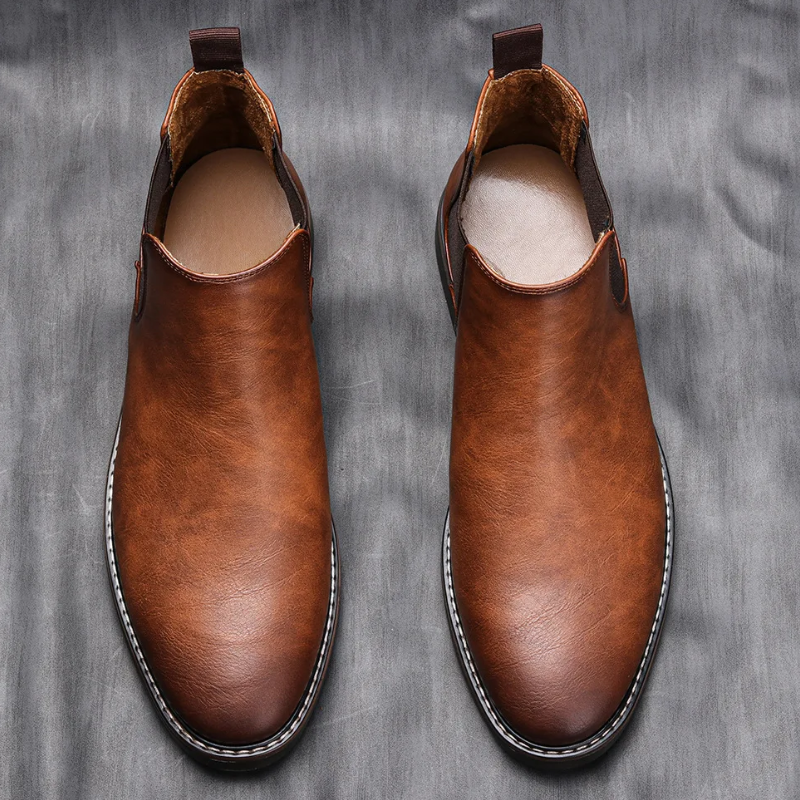 Formark - Klassieke Chelsea Boots Heren van Leer met Elastische Zijkanten