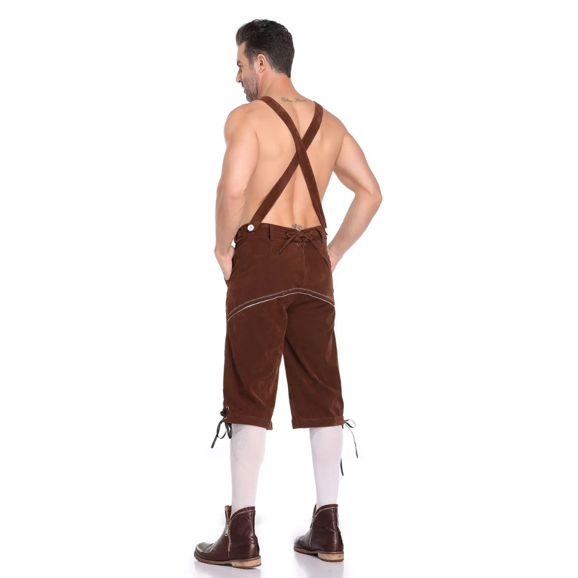 DenLux - Lederhosen voor Heren met Bretels en Borduursels - Feestkleding