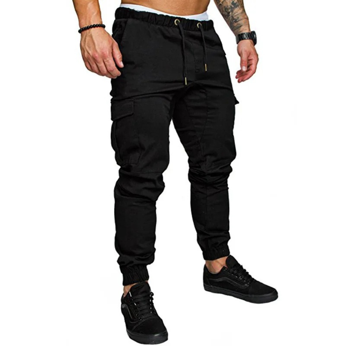 Polderp - Cargo Broek Heren – Comfortabele Joggingbroek met Zakken, Elastisch Trekkoord