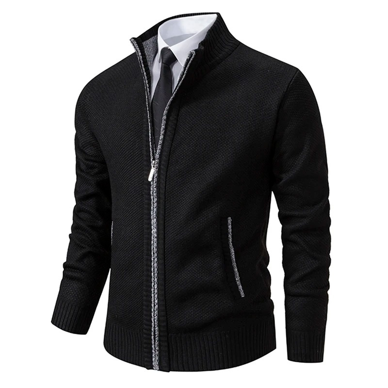 Montred - Heren Vest met Rits - Slim Fit Geribde Gebreide Cardigan