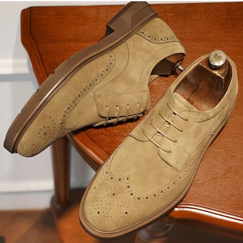 Kerrion - Nette Heren Schoenen van Suède met Wingtip Design