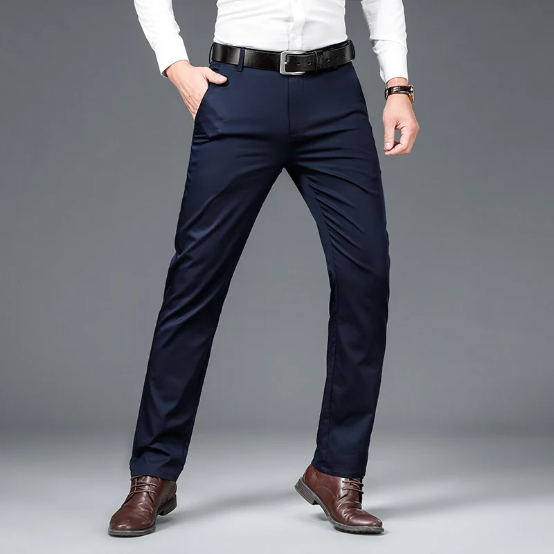 Besluxe -  Heren Pantalon - Slim Fit Broek Met Stijlvolle Achterzak Voor Formele Gelegenheden