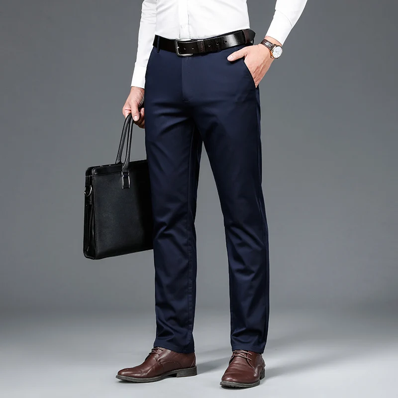 Besluxe -  Heren Pantalon - Slim Fit Broek Met Stijlvolle Achterzak Voor Formele Gelegenheden