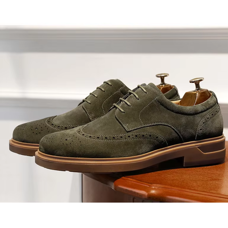 Kerrion - Nette Heren Schoenen van Suède met Wingtip Design