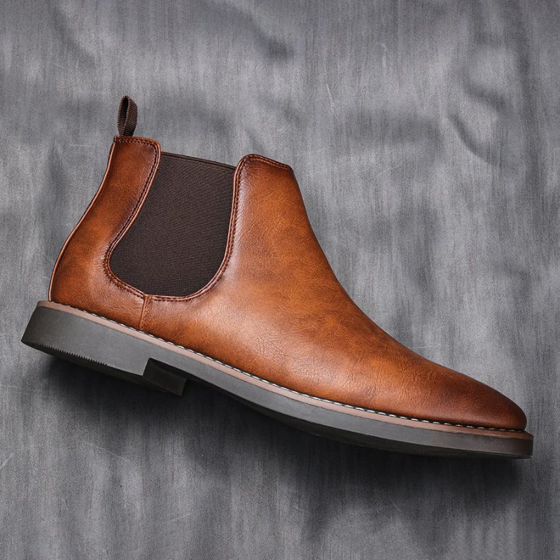 Formark - Klassieke Chelsea Boots Heren van Leer met Elastische Zijkanten