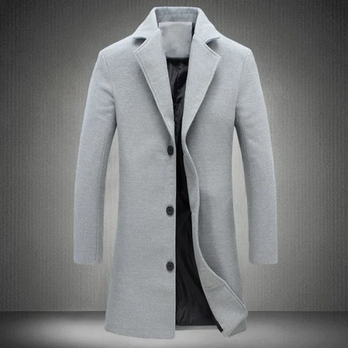 Manneri - Slim Fit Heren Mantel - Winter Wol Jas met Klassieke Revers