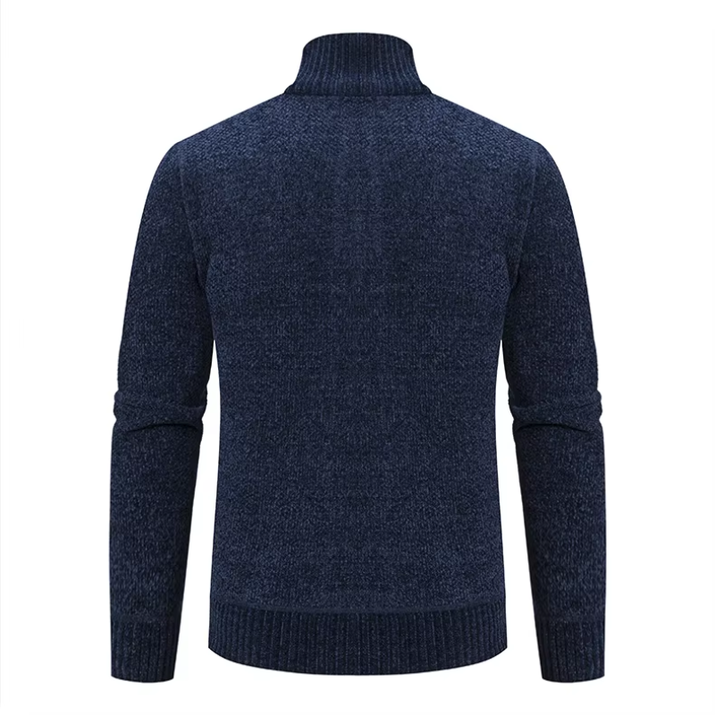 Dremton - Heren Vest met Rits - Textuur Gebreide Cardigan met Geribde Zoom